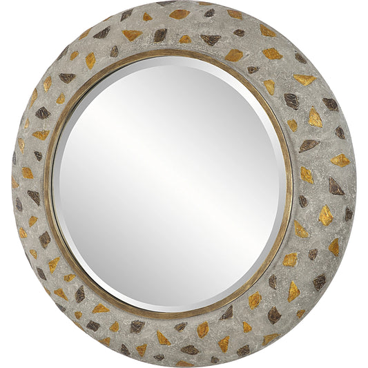 Terrazzo Round Mirror by Uttermost in copper. Made from copper, mirror, mdf in a modern style.