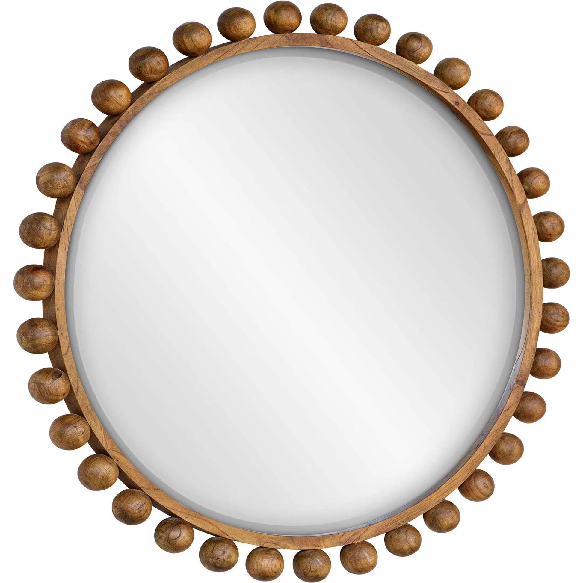 Cyra Beaded Round Mirror by Uttermost in walnut. Made from mahogany wood, carb mdf p2, glass, mtl in a modern style.