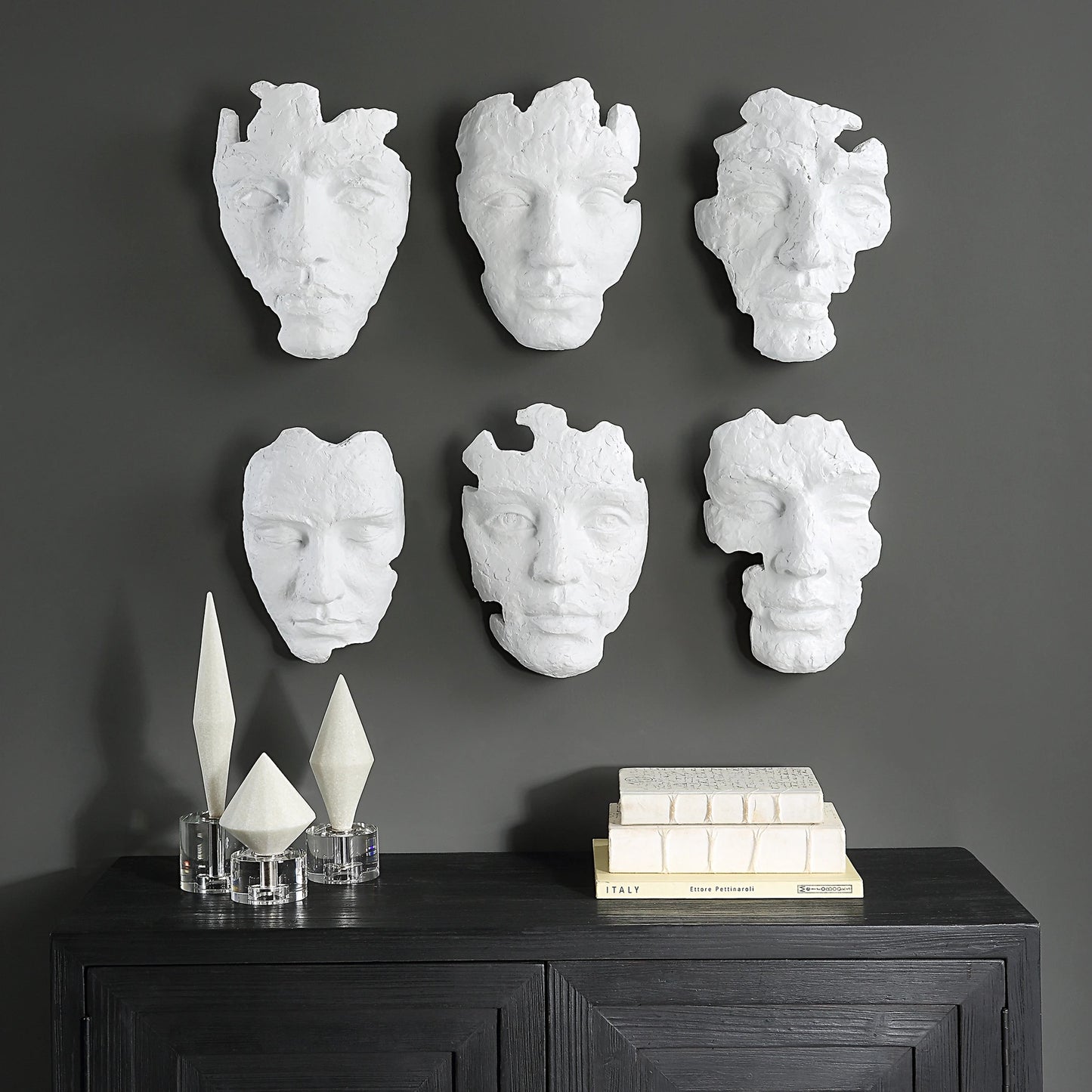 006 SI-2146801 | Lifestyle | Self-Portrait Mask Wall Decor by Uttermost in white. Made from polyresin in a modern style.