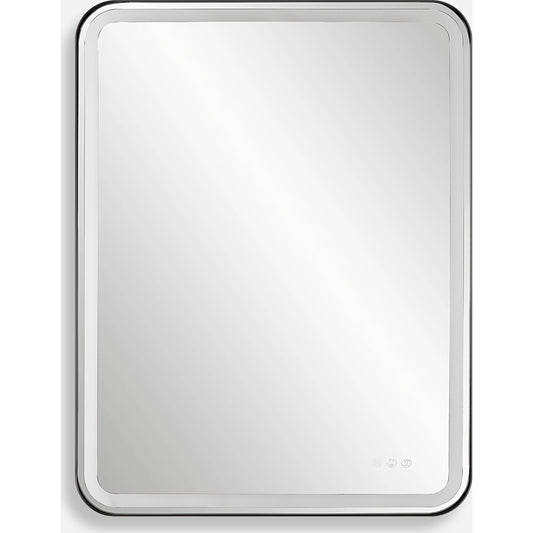 Crofton Lighted Mirror by Uttermost in satin black. Made from metal, mirror in a modern style.