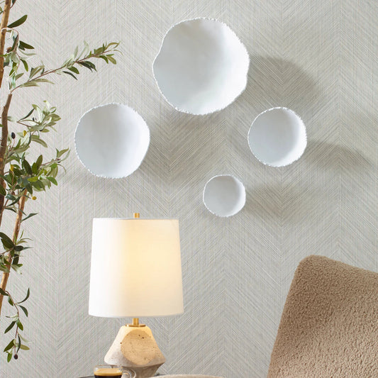 Lucky Coins Wall Bowls by Uttermost in matte white. Made from aluminum in a unique style.