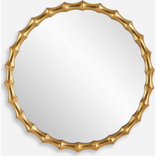 Nacala Round Mirror by Uttermost in gold leaf. Made from pine wood, mdf, glass in a unique style.