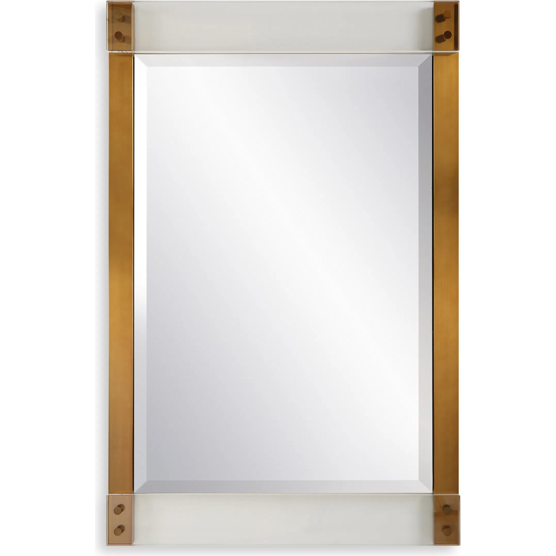 Nera Plated Mirror by Uttermost in brass. Made from stainless steel, acrylic, mirror, mdf in a modern style.