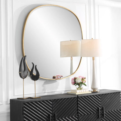 Webster Mirror by Uttermost in gold. Made from iron，mirror，mdf in a transitional style.