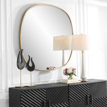 Webster Mirror by Uttermost in gold. Made from iron，mirror，mdf in a transitional style.