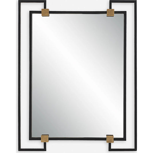 Ivey Rectangle Industrial Mirror by Uttermost in gold. Made from iron，mirror，mdf in a unique style.