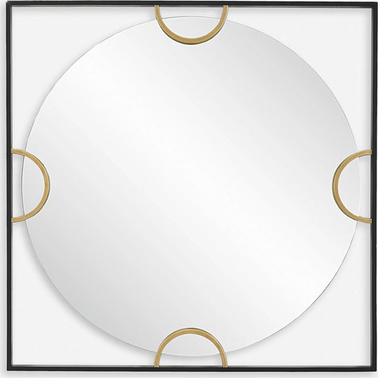 Hinson Square Mirror by Uttermost in gold. Made from iron, mirror in a unique style.