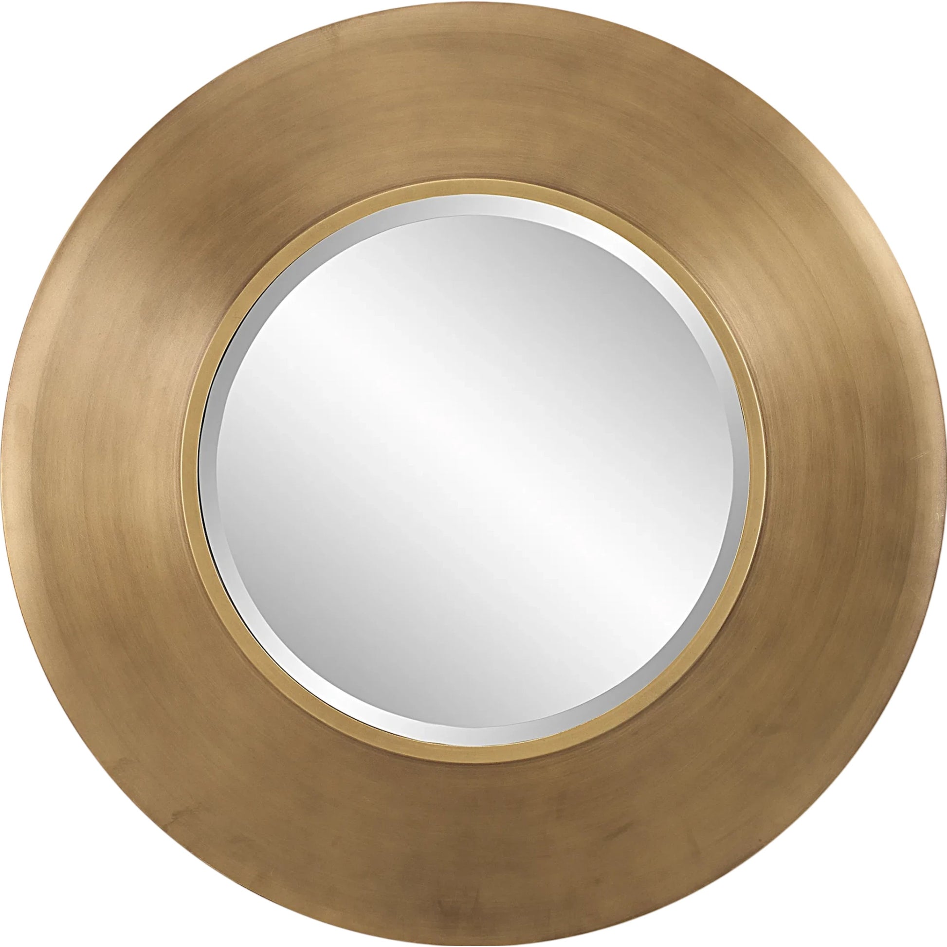 Contessa Round Mirror by Uttermost in gold. Made from mirror, iron in a modern style.