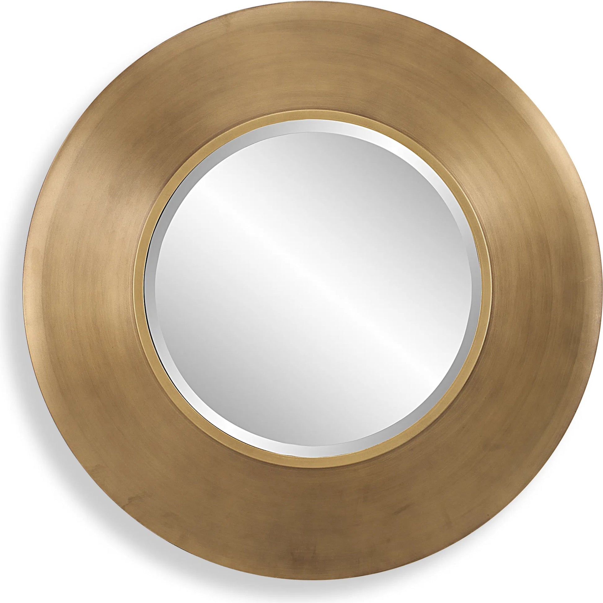 Contessa Round Mirror by Uttermost in gold. Made from mirror, iron in a modern style.