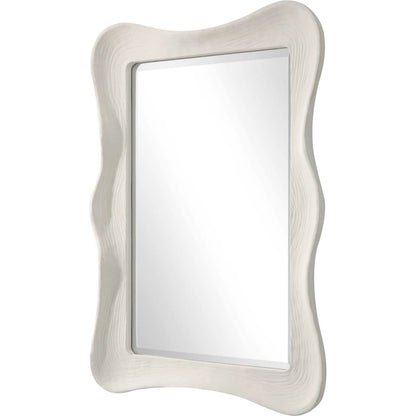 Whitehaven Wavy Rectangle Mirror by Uttermost in white. Made from resin, glass, mdf in a modern style.