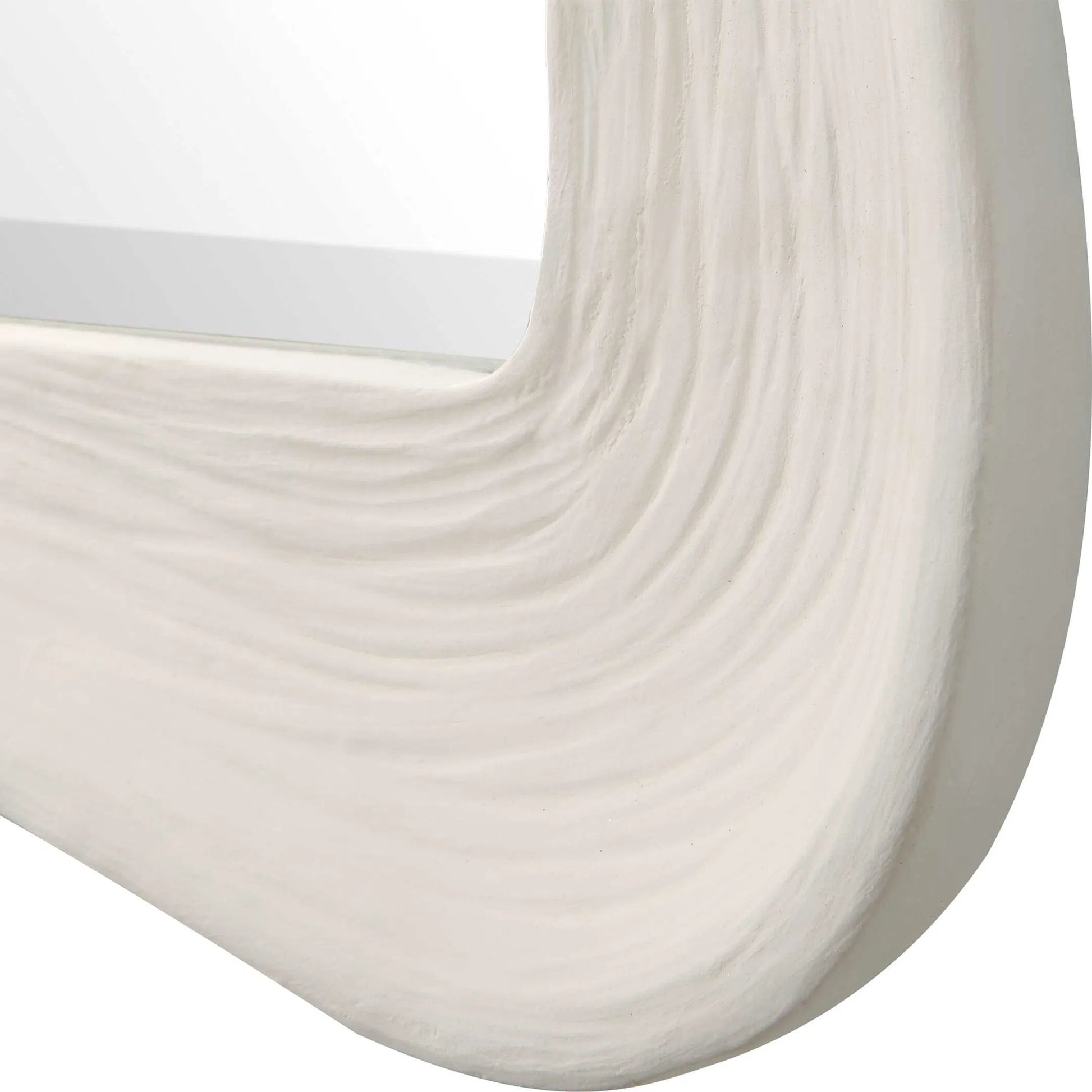 Whitehaven Wavy Rectangle Mirror by Uttermost in white. Made from resin, glass, mdf in a modern style.