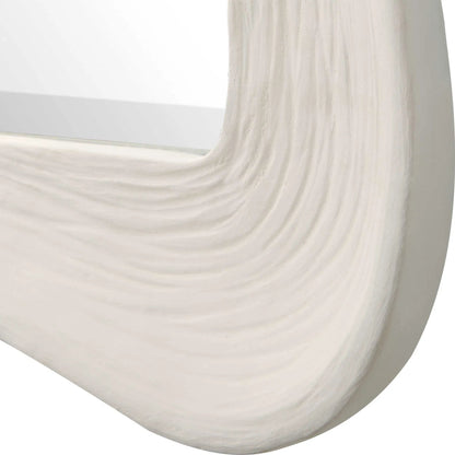 Whitehaven Wavy Rectangle Mirror by Uttermost in white. Made from resin, glass, mdf in a modern style.