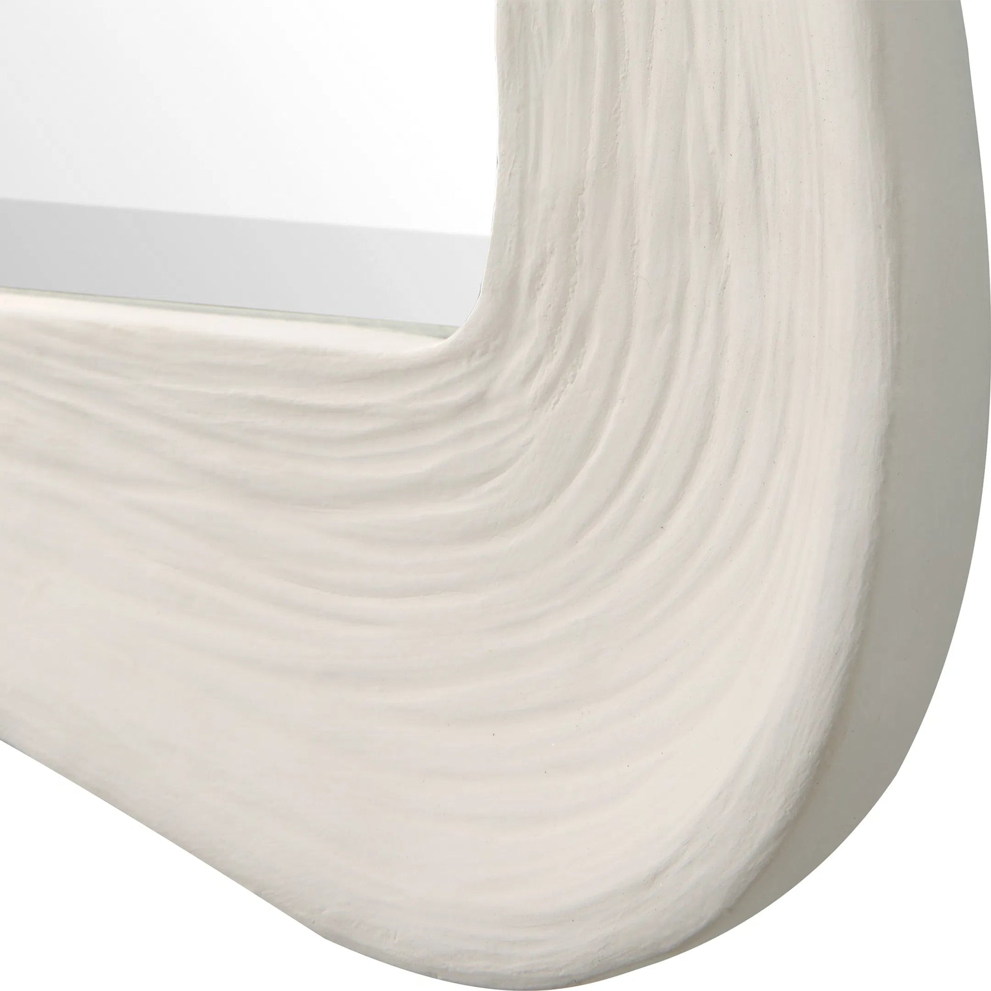 Whitehaven Wavy Rectangle Mirror by Uttermost in white. Made from resin, glass, mdf in a modern style.