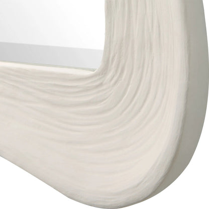 Whitehaven Wavy Rectangle Mirror by Uttermost in white. Made from resin, glass, mdf in a modern style.