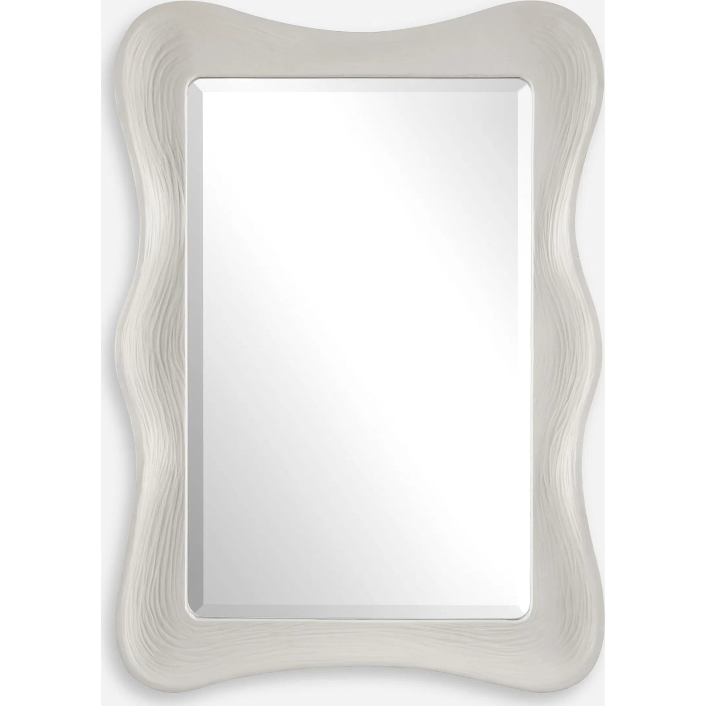 001 SI-2262125 | Primary Silo | Whitehaven Wavy Rectangle Mirror by Uttermost in white. Made from resin, glass, mdf in a modern style.