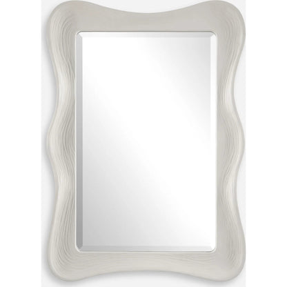 Whitehaven Wavy Rectangle Mirror by Uttermost in white. Made from resin, glass, mdf in a modern style.