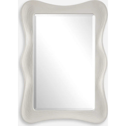 Whitehaven Wavy Rectangle Mirror by Uttermost in white. Made from resin, glass, mdf in a unique style.
