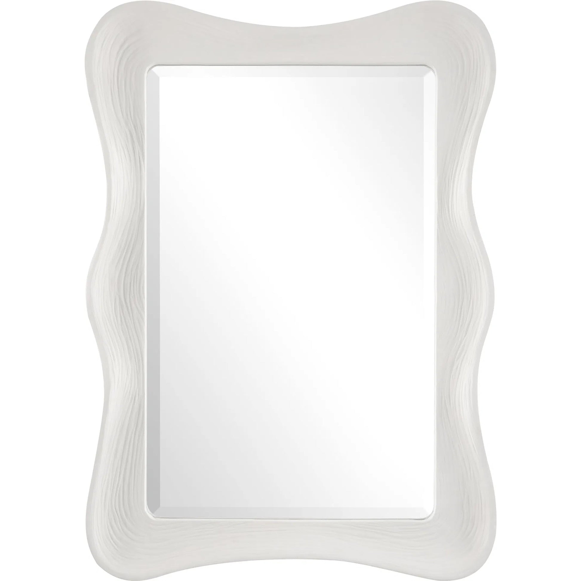 Whitehaven Wavy Rectangle Mirror by Uttermost in white. Made from resin, glass, mdf in a modern style.