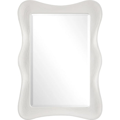 Whitehaven Wavy Rectangle Mirror by Uttermost in white. Made from resin, glass, mdf in a modern style.