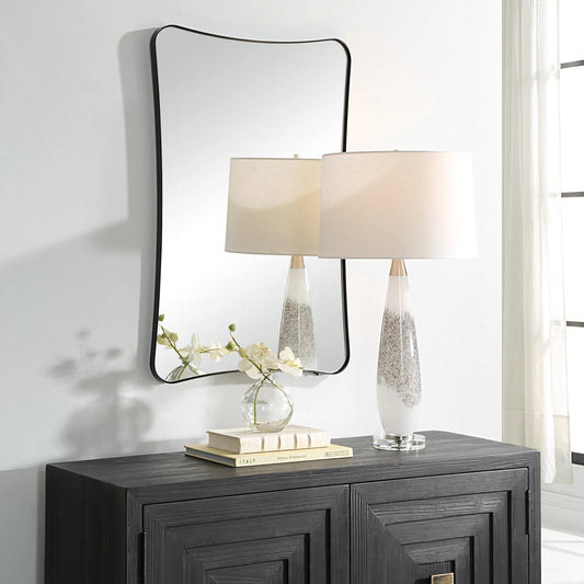 Loudon Vanity Mirror by Uttermost in black. Made from iron, mdf, glass in a unique style.