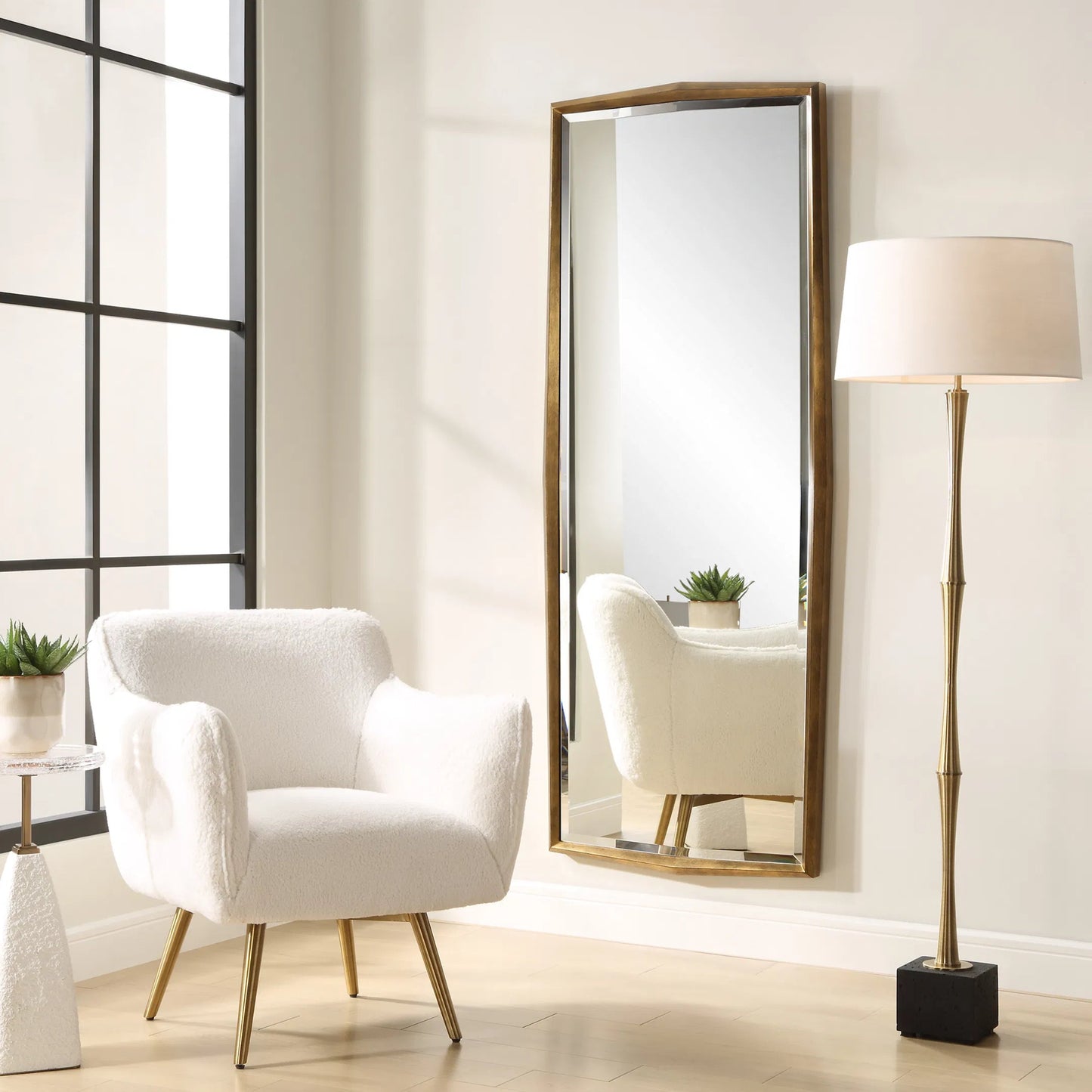 003 SI-2262138 | Lifestyle | On Point Dressing Mirror by Uttermost in gold leaf. Made from mirror, mdf in a transitional style.