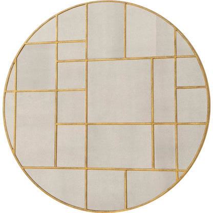 Geometric Round Mirror by Uttermost in gold leaf. Made from mirror, mdf in a modern style.