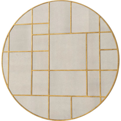 Geometric Round Mirror by Uttermost in gold leaf. Made from mirror, mdf in a modern style.