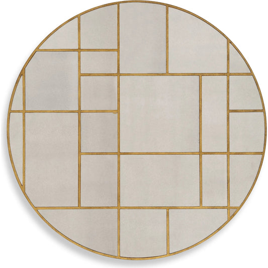 Geometric Round Mirror by Uttermost in gold leaf. Made from mirror, mdf in a modern style.