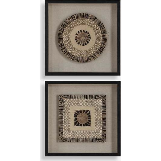 Intertwine Knit Paper Shadow Box by Uttermost in black. Made from paper, pine, mdf, glass, linen in a unique style.