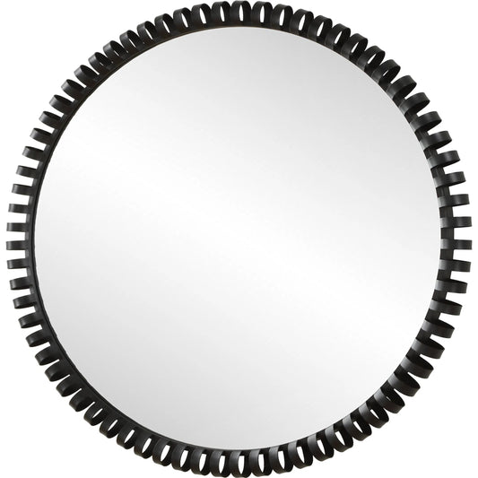 Corona Modern Round Mirror by Uttermost in iron. Made from mirror, iron, mdf in a unique style.