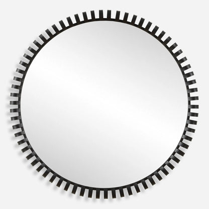 Corona Modern Round Mirror by Uttermost in iron. Made from mirror, iron, mdf in a modern style.