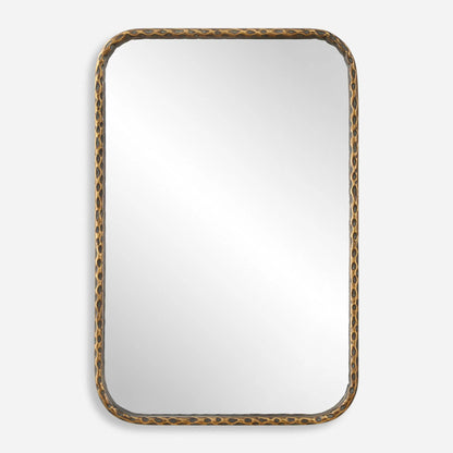 A Little Knotty Vanity Mirror by Uttermost in bronze. Made from mirror, iron, mdf in a transitional style.