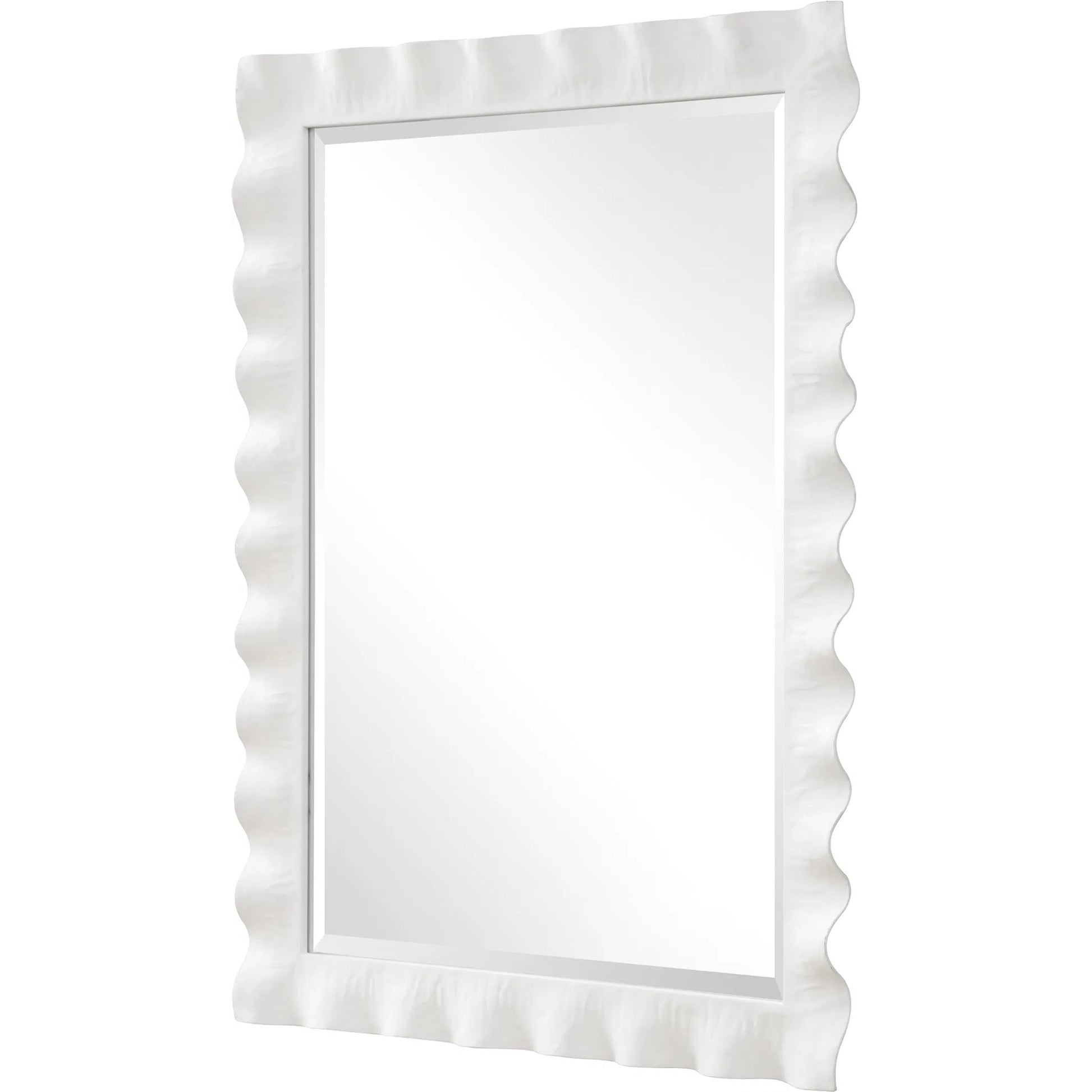 Haya Scalloped Mirror by Uttermost in white. Made from mirror, iron, mdf in a transitional style.
