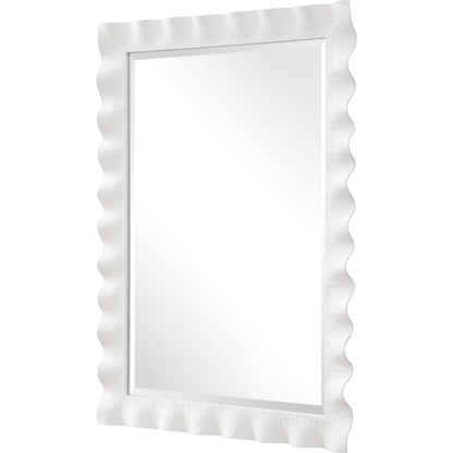 Haya Scalloped Mirror by Uttermost in white. Made from mirror, iron, mdf in a transitional style.