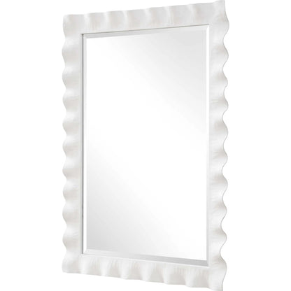 Haya Scalloped Mirror by Uttermost in white. Made from mirror, iron, mdf in a transitional style.