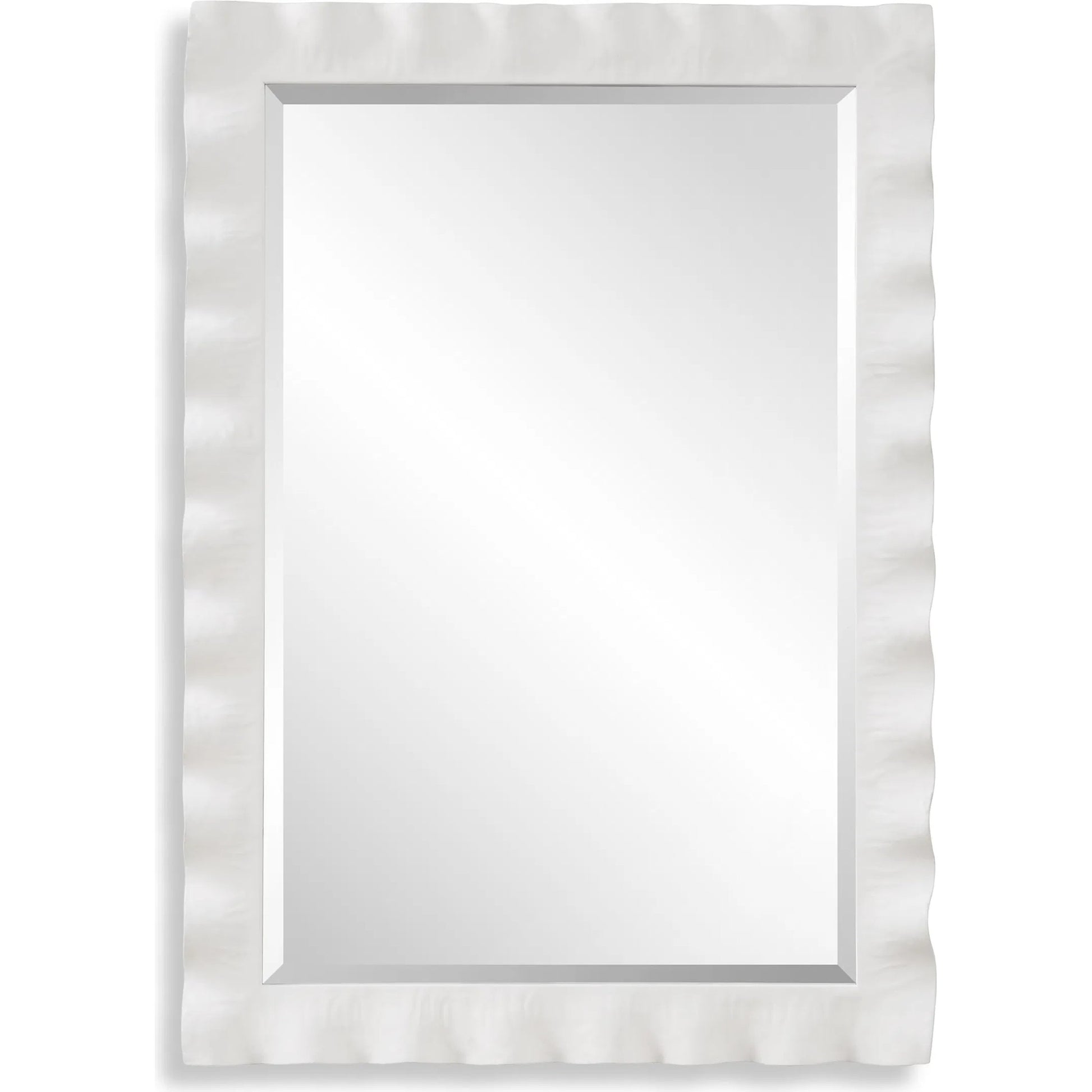 Haya Scalloped Mirror by Uttermost in white. Made from mirror, iron, mdf in a transitional style.