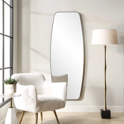 Caspian Curved Dressing Mirror by Uttermost in black. Made from iron, mirror, mdf in a transitional style.