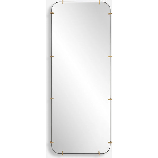 Pali Industrial Dressing Mirror by Uttermost in gold. Made from iron, mirror, mdf in a unique style.