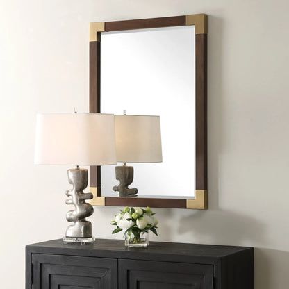 Rhea Mirror by Uttermost in gold. Made from mdf, glass, walnut veneer, iron in a unique style.