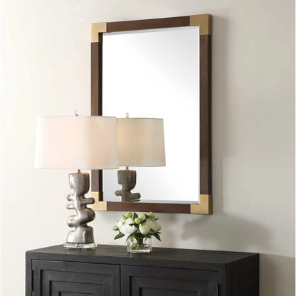 Rhea Mirror by Uttermost in gold. Made from mdf, glass, walnut veneer, iron in a unique style.