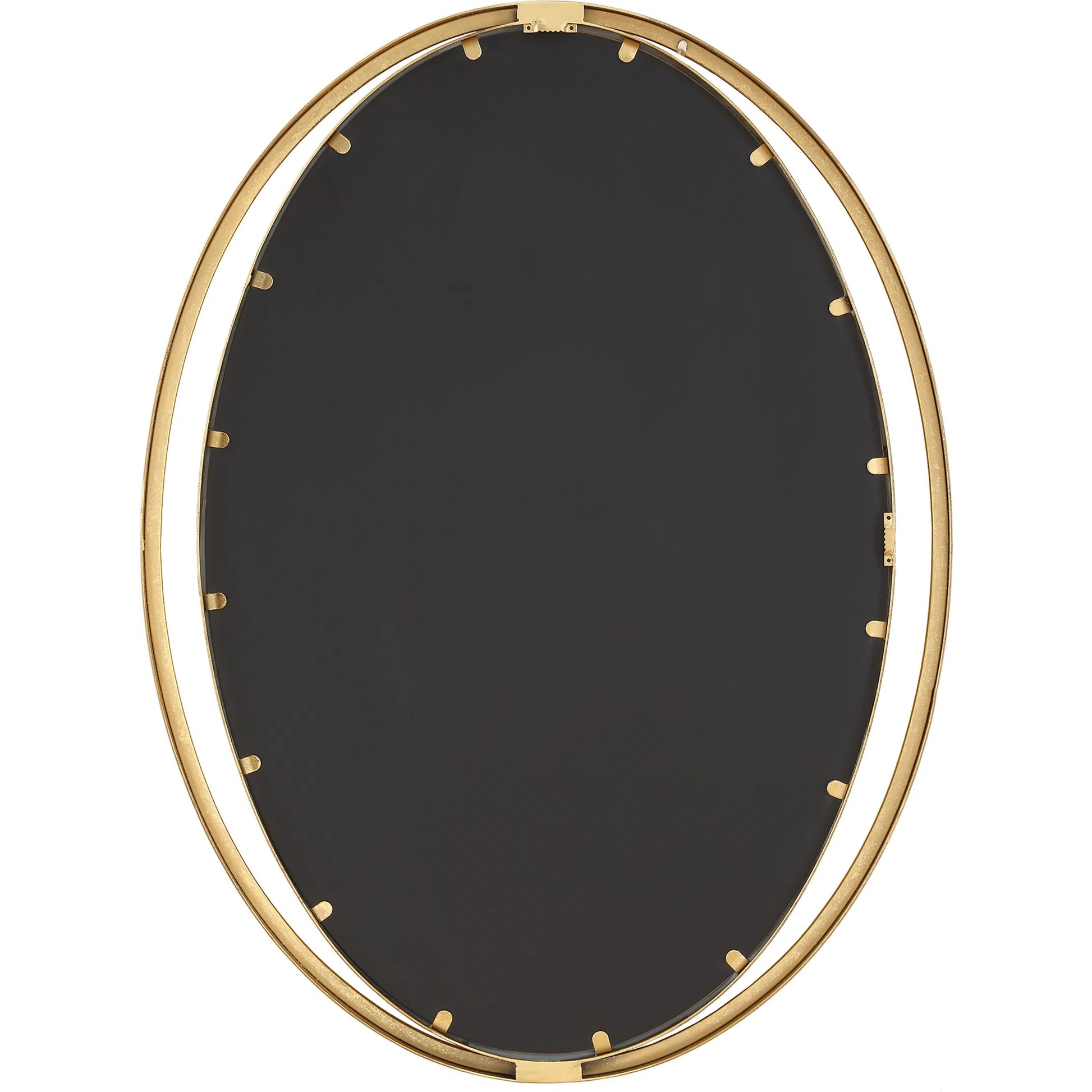 Rhodes Oval Mirror by Uttermost in gold leaf. Made from iron, mdf, mirror in a transitional style.