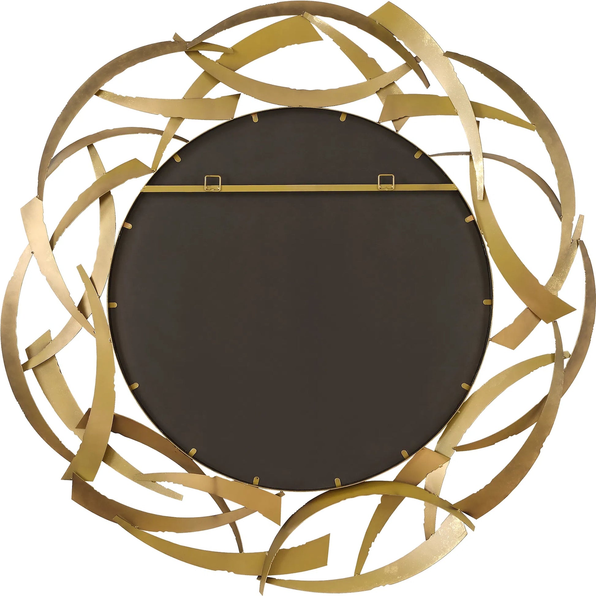 Cutting Edge Round Mirror by Uttermost in bronze. Made from iron, mirror, mdf in a modern style.