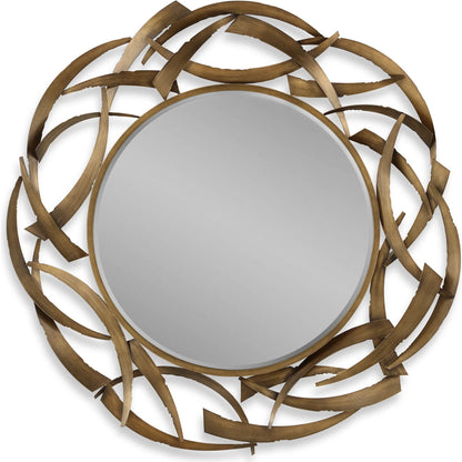 Cutting Edge Round Mirror by Uttermost in bronze. Made from iron, mirror, mdf in a modern style.