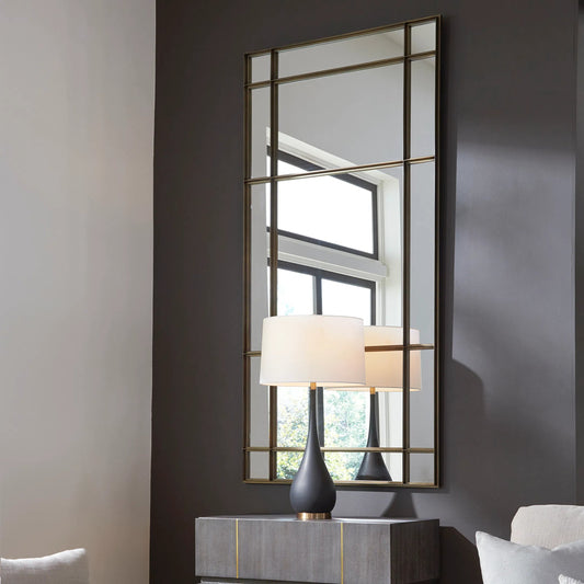 Spurgeon Window Mirror by Uttermost in gold. Made from iron, mirror, mdf in a unique style.