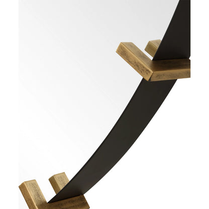 Pali Industrial Round Mirror by Uttermost in gold. Made from iron, mdf, glass in a transitional style.