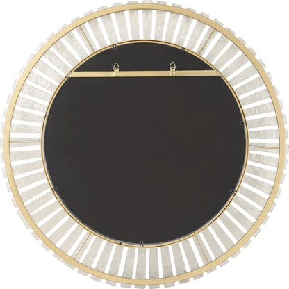Denali Textured Glass Round Mirror by Uttermost in gold. Made from glass, metal, mirror, mdf in a traditional style.
