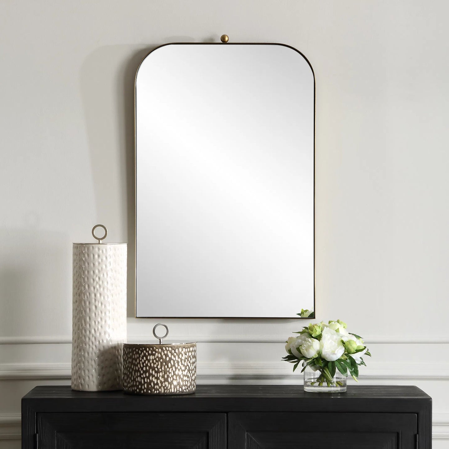 003 SI-2262115 | Lifestyle | Cassidy Arch Mirror by Uttermost in brass. Made from stainless steel, mirror, mdf in a transitional style.