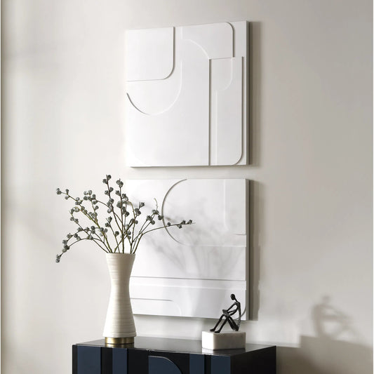 Contours Wall Decor by Uttermost in white. Made from mdf in a modern style.