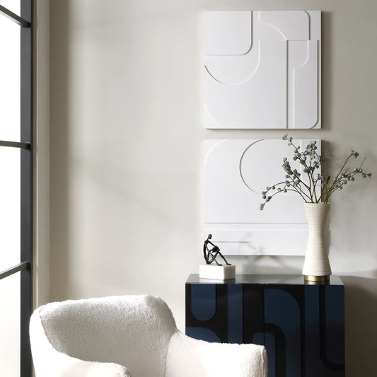 Contours Wall Decor by Uttermost in white. Made from mdf in a unique style.