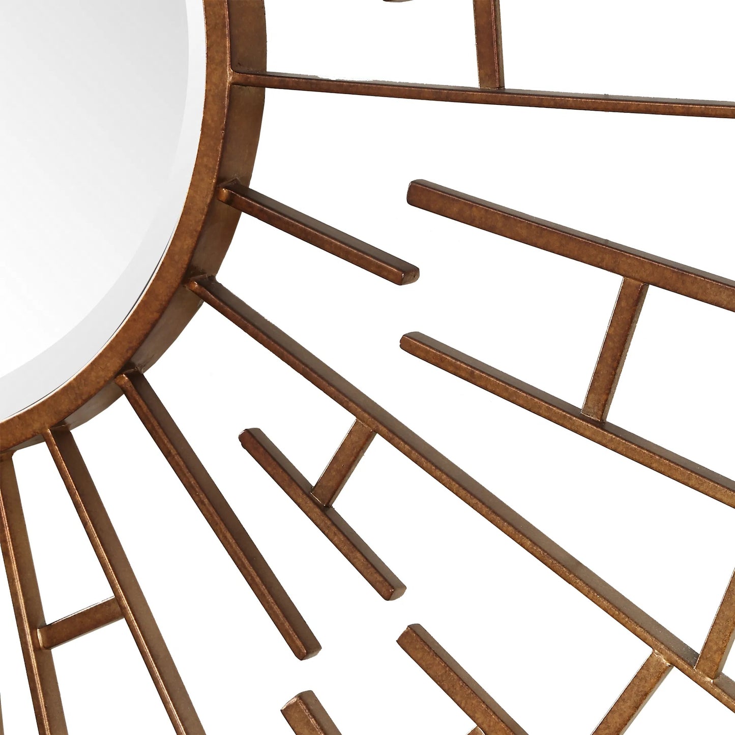 004 SI-2262162 | Closeup | Tangled Round Mirror by Uttermost in bronze. Made from iron, mdf, glass in a modern style.